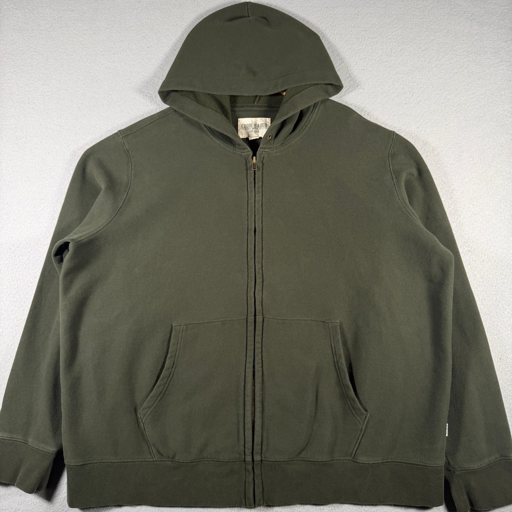 Eddie Bauer Mens XXXL Olive Green Full Zip Hoodie Sweatshirt 14202137 Hol 12
